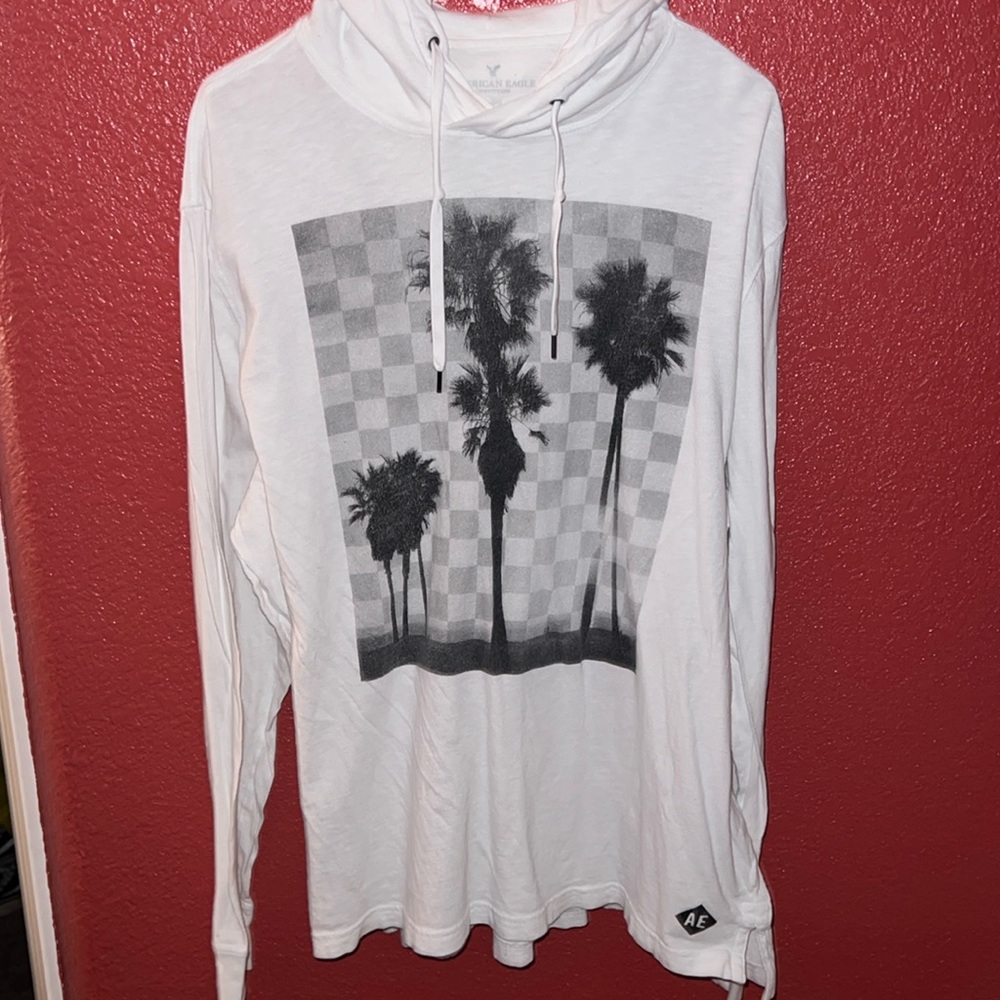 American Eagle Palm Tree Hooded Long Sleeve T-Shirt